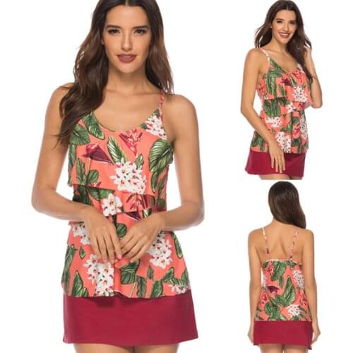 Sexy Print Bikini Dress Swim Suit Swimwear Two Piece Swimsuit Swimming Women Tankini Bathing Biquinis Badpak Feminino Plus Size
