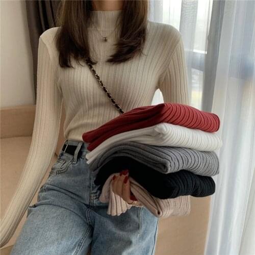 Woman Sweaters 2021 Autumn Winter Tops Turtleneck Sweater Women Slim Pullover Jumper High Neck Knitted Sweater Pull Femme Hiver