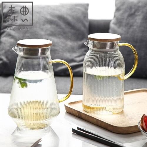 SENDIAN Handmade Heat-resistant Glass Water Bottle Large Capacity Lid Two-way Water Teapot 2021 New Office Kitchen Accessories