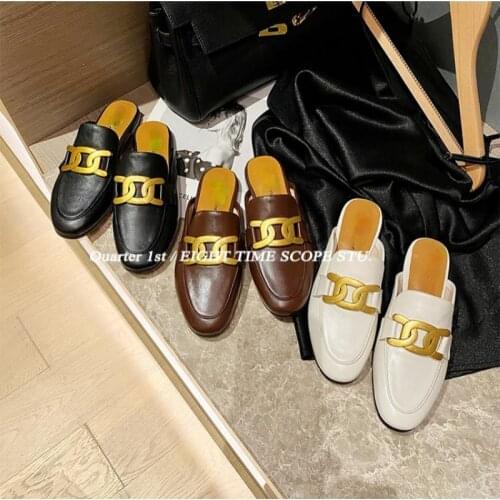 Outdoor Summer Flat Mules Closed Toe Womens Half Slippers