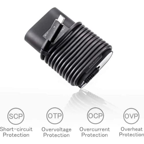 USB-C 45W Type-C Charger Adapter Compatible with Dell XPS 13 9365 9370 7390 9380, Latitude 7389 7390 7275 7370 7390-2in1
