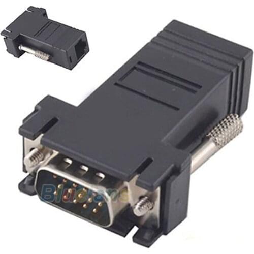 VGA Extender Male to LAN CAT5 CAT6 RJ45 Network Ethernet Cable Female Adapter Computer Extra Switch Converter Kit 04HR