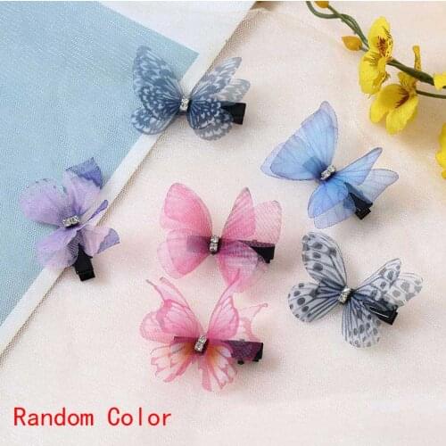 2021 New Fairy Fake Butterfly Colorful Hairpin For Baby Girls Woodland Party Animal Fashion Kid Hair Clips wsuwki do wlosow