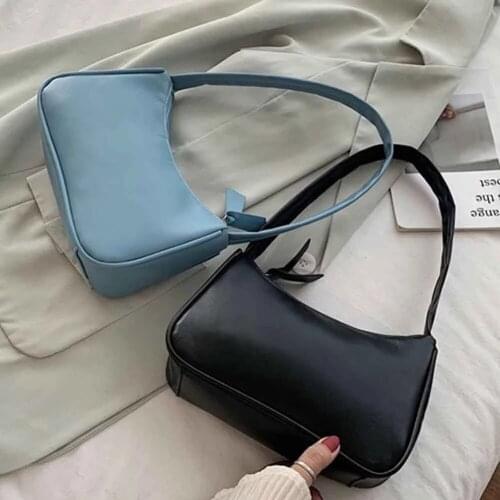 Top Handle Bag Women Retro Handbag PU Leather Shoulder Underarm Vintage Top Handle Bag Female Small Subaxillary Bags