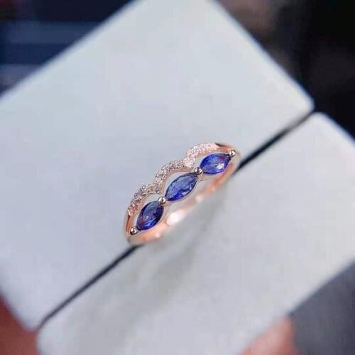 Natural Sri Lanka Sapphire Fine Ring S925 Sterling Silver Fashion Charming Wedding Jewelry for Women MeibaPJFS