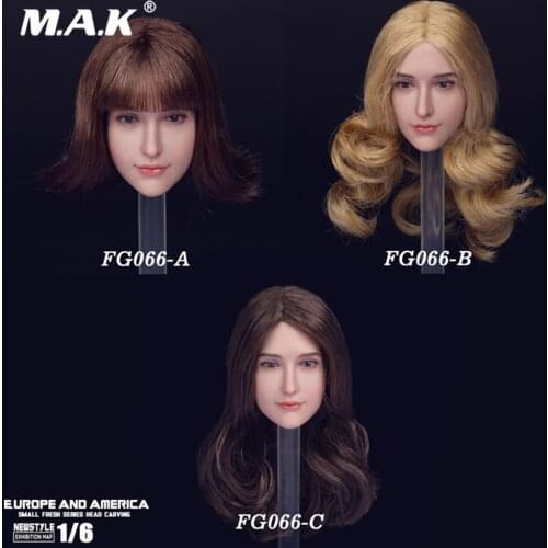 1/6 FG066 Fashion Europe and America Sweet Female Head Sculpt Carvings Model for 12'' Pale Phicen Jiaoudoll Action Figure Body
