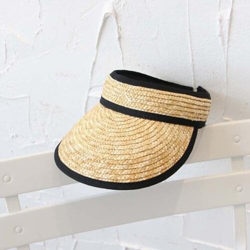2021 New Fashion Hand-woven Color Matching Sun Hats for Women Straw Hat Women Visor Caps Empty Top Beach Hat sombreros de mujer
