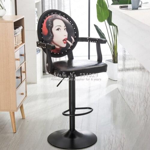30% B European bar stool chair modern minimalist rotating bar chair high stool cash register chair back stool home