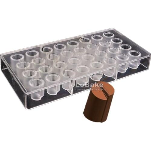36 cavities round cylinder sticks shape polycarbonate PC chocolate mold sweet ice mould candy making molds DIY bakery stuff