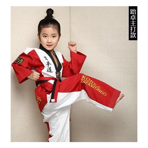 3C)New high quality Taekwondo dobok TKD cotton & bamboo fiber Uniform WTF series of children Kids Taekwondo Long sleeve clothes