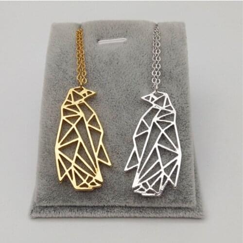 4 Colors New Geometric Penguin Necklace Unique Fashionable Penguin Winter Pendant Necklace Women Geometric Jewellery