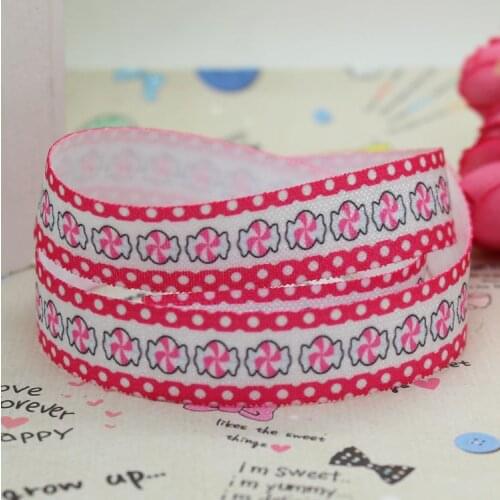 5/8 inch Free shipping Fold Elastic FOE peppermints dots printed ribbon headband diy decoration wholesale OEM B084