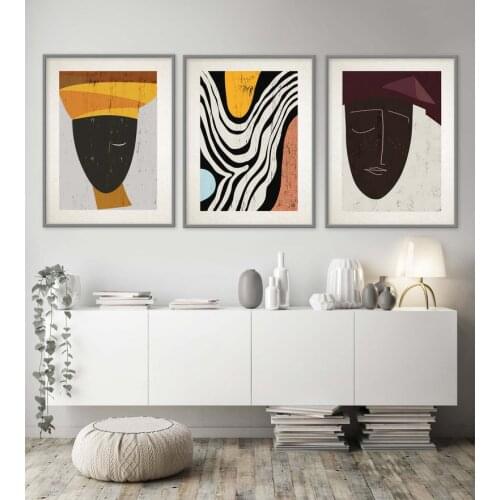 Abstract African Couple Wall Art Picture Canvas Poster Nursery Print Minimalist Painting Decor No Frame