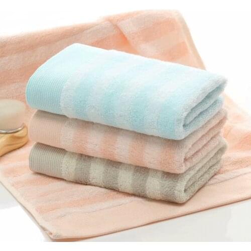 Bamboo Fiber Face Towel Stripe Reactangle Household Soft Towel Strong Water Absorption for Home Bathroom Serviette De Visage