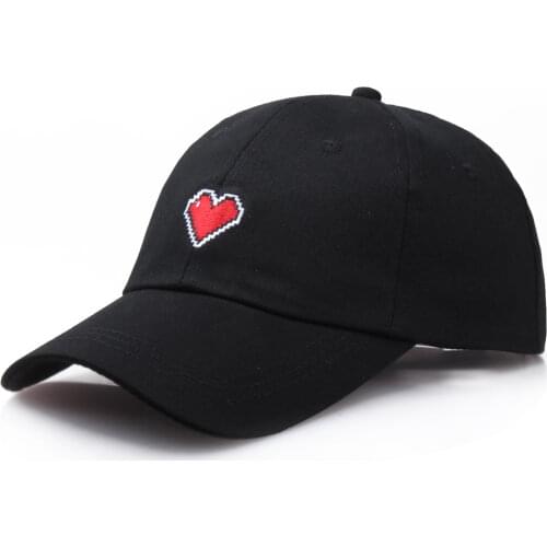 Womens Red Heart Baseball Caps For Men Boy Girls 2021 Summer Embroidery Adjustable Snapback Cap Couple 100% Cotton Sun Dad Hat