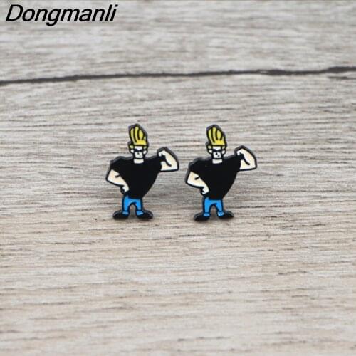 BG252 Dongmanli 1 Pair Cool Men Stud Earrings Cartoon Earrings Jewelry Prevent Allergy Stud Earring for Kids Girls Gift