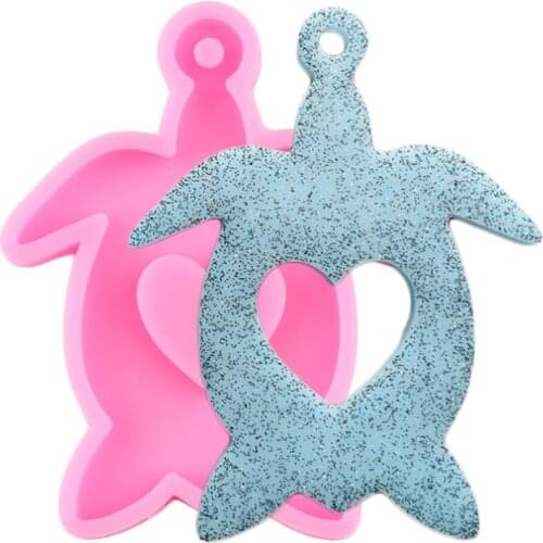 Shiny Glossy Tortoise Keychain Silicone Molds Turtle Necklace Epoxy Resin Jewelry Pendant Mold Fondant Chocolate Candy Moulds