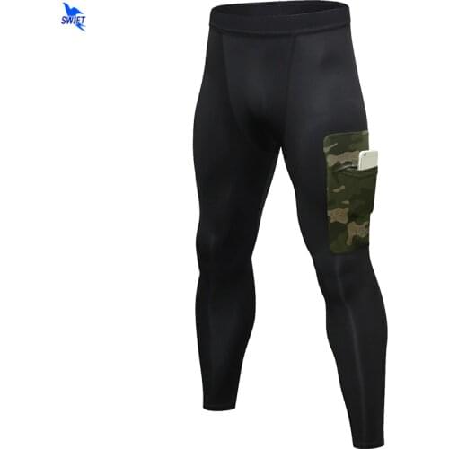 New GYM Compression Sweat Pants Men Bodybuilding Fitness Running Tights Long Trousers Sportswear Jogging Leggings With Pockets