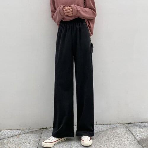 Spring and Summer Pants High Waist Wide Leg Pants Ladies Black Lace Loose Trousers Harajuku All-match Slim Casual Pants
