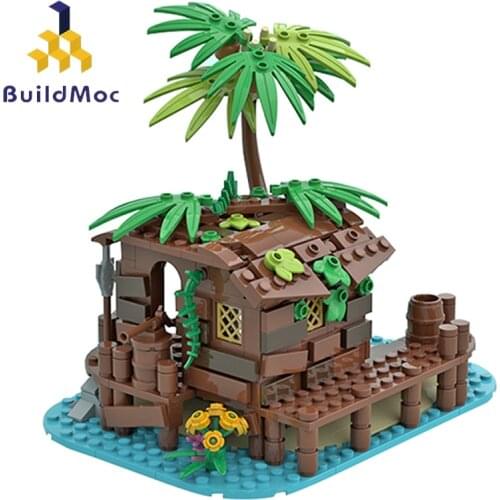 Buildmoc Ideas Pirate Shed For 21322 Barracuda Bay Extension Sets MOC-49016 Beach Hut Pirate Theme Series Building Blocks Toys