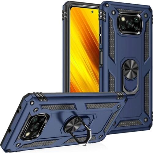 For Xiaomi Poco X3 Metal Ring Hard Phone Case for Xiaomi Poco X3 NFC Armor Case Back Cover Capa Etui Coque