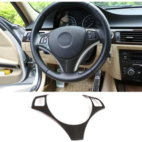 Car Steering Wheel Cover Trim Decoration Frame Sticker for Bmw E90 3 Series 2005-2012 Car Accessories Carbon Look / Silver
