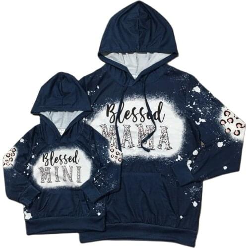 Girlymax Baby Girls Children Clothes Mommy &Me Long Sleeve Blessed Leopard Mama Mini Hoodie Top Boutique Kids Clothing