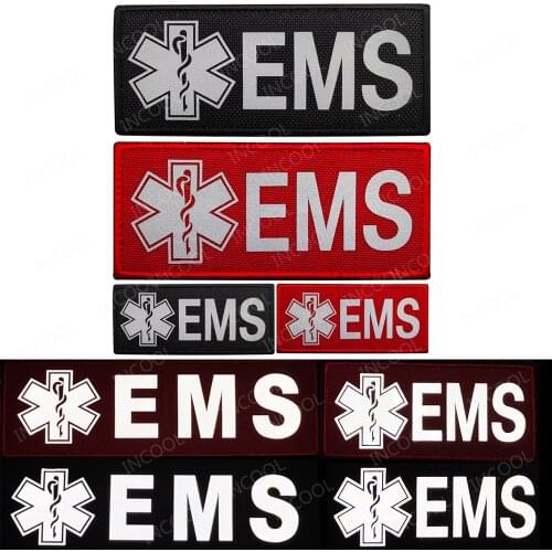 EMS EMT Reflective Patches Medic First Aid Paramedic Tactical Military Decorative Medical Embroidered Badges Glow In Dark