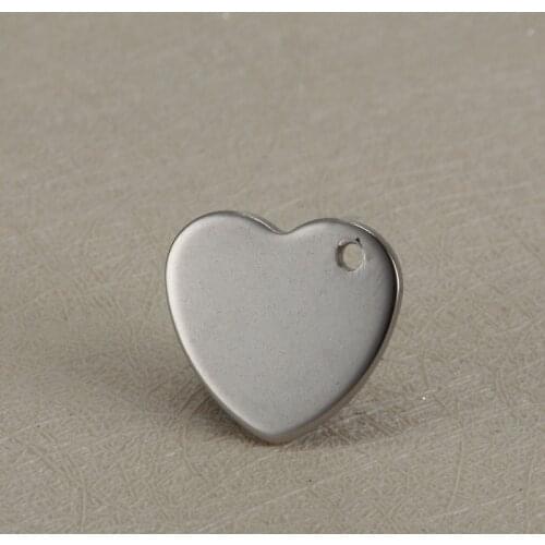 Stainless Steel Blank Heart Glossy Pendant Charms Rose Gold 13*14mm DIY Accessories For Handmade Jewelry Making Can Engrave LOGO