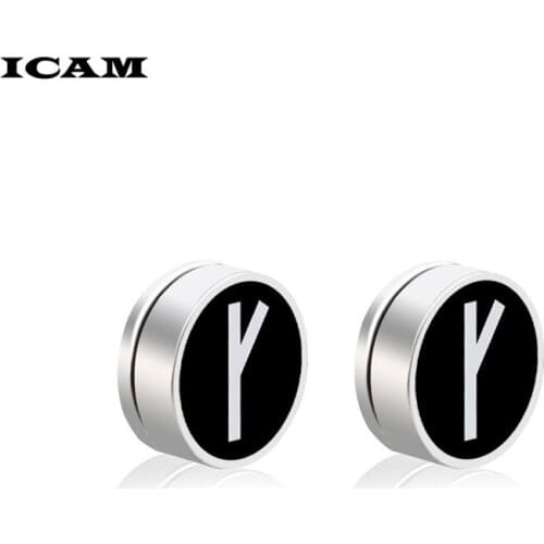 ICAM 1Pair Mens Earring Stainless Steel Circle Magnetic Clip Stud Earrings Magnet Fake Plugs No Piercing Clip On Unisex Jewelry