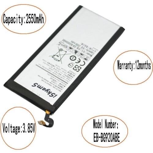 ISkyamS 20pcs/lot 2550mAh EB-BG920ABE Replacement Li-ion Battery For Samsung Galaxy S6 G9200 G920i G920f G920A G920T G920K