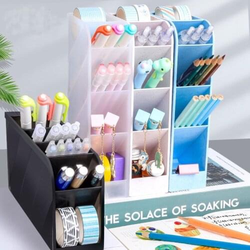 Kawaii Large Capacity Desks Creative 5 Grid Pen Holder Pencil Makeup Storage Desktop Box Organizer Case School Office Stationery