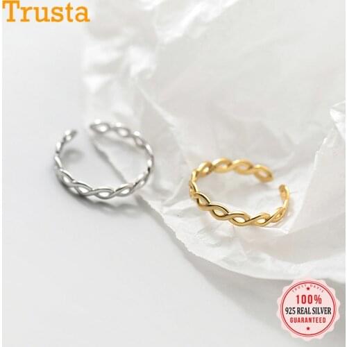 Trustdavis Authentic 925 Sterling Silver Fashion Sweet Geometric Cross Opening Ring for Women Wedding Party Fine Jewelry DB1443