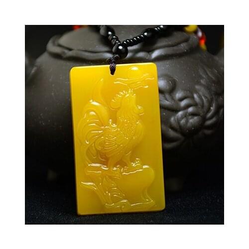 Hetian jade chicken pendant yellow dragon jade twelve zodiac chicken pendant Golden Rooster Brand Gold Jade Necklace Pendant