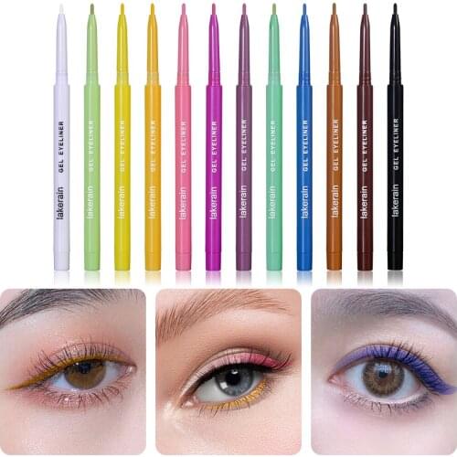 Lakerain 12 Colors Colorful Matte Eyeliner Pencil Waterproof Lasting Smokey Eyes Makeup Natural Black Eyeliner Pen MakeUp Tools