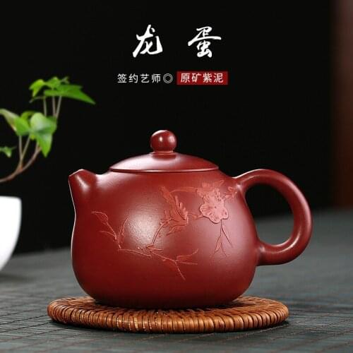 Pot all hand-made small clay painted pot with decals Mingjia Guangdong kungfu tea ceremony Dahongpao purple sand pot