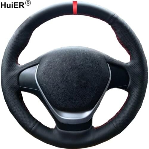 HuiER Hand Sewing Car Steering Wheel Cover Red Marker For BMW F20 2012-2018 F45 2014-2018 F30 F31 F34 2013-2017 F32 F33 F36
