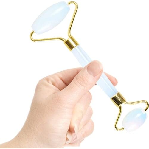 Opal Face Roller Massager Natural Jade Massage Roller Reduces Puffiness Eye Dark Circles Facial Skin Care Tool Gift Box