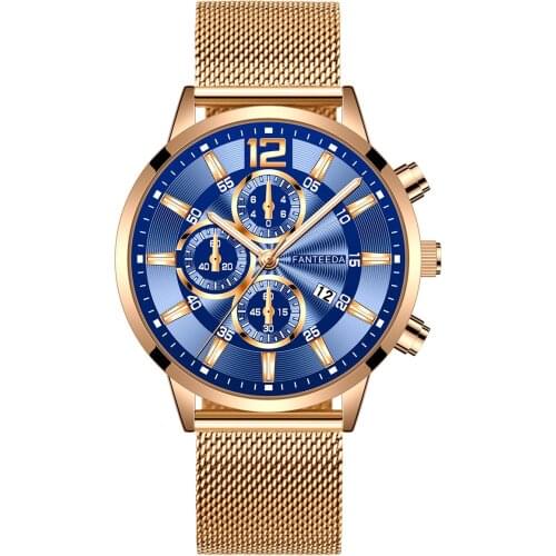 Relogio Masculino Mens Fashion 2020 Casual Calendar Watches Stainless Steel Mesh Band Watch Men Business Quartz Wrist Watch