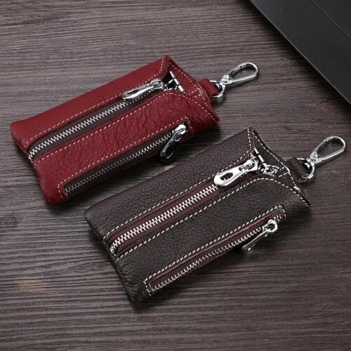 2019 new 100% genuine Leather men wallets women' multi-function key bag fashion zipper coin bag orgenizer high quality waist bag