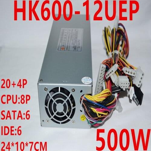 New PSU For Huntkey 2U Rated 500W Peak 600W Power Supply HK600-12UEP