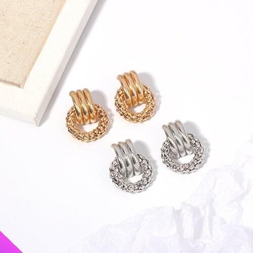 Wholesale 10 Round link round earrings ladies jewelry gift boho style 2 colors 2021 new