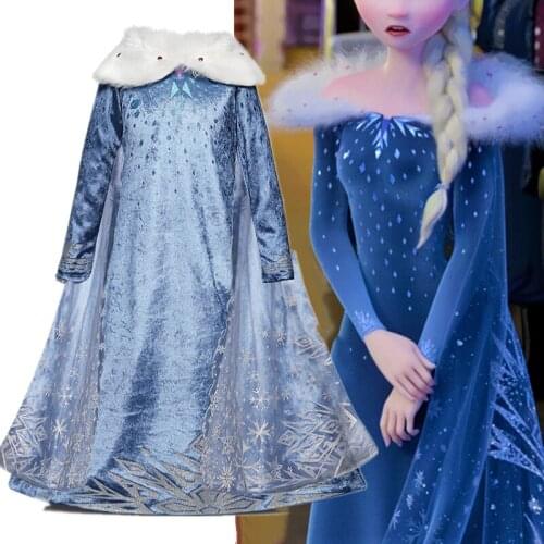 Girls Princess Dress Halloween Cosplay Party Costume Children Christmas Vestidos Kids Long Sleeve Robe