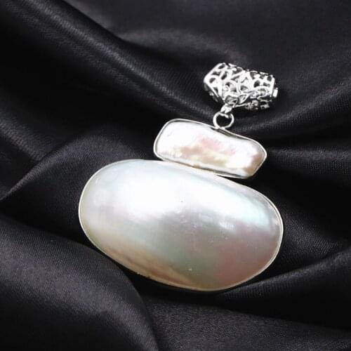New Natural White Mother shell Pearl Pendant For Women Elegant Fit Diy Necklace Pendant Accessories Jewelry Findings 40x45mm A10