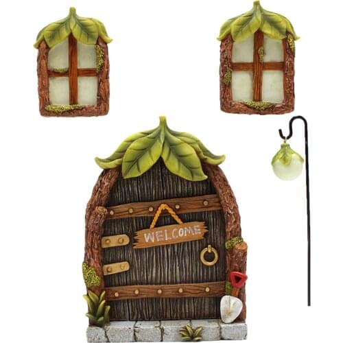 Garden Decorations Leaf Door Windows Shaped Resin Artware Decorative Figurine Home Decor for Backyard Park Beautiful