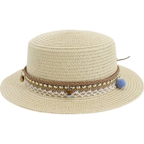 New Summer Casual Flat Top Straw Hats Fashion Hats For Women Men Beach Sun Shade Ladies Red Brown Wide Brim Panama Cap