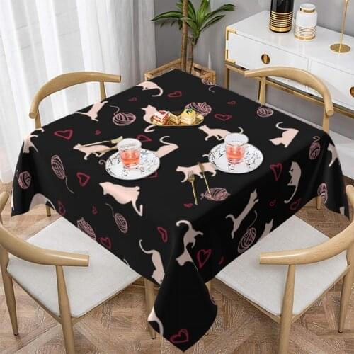 Cat Tablecloth Cheap Square Table Cover Outside Print Protector Polyester Table Cloth