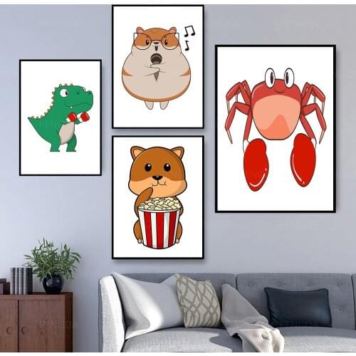 Wall Artwork Modular Animal Cartoon Cute Music Poster Home Cool Decor Hd Print Pictures Canvas Painting For Living Room Framed