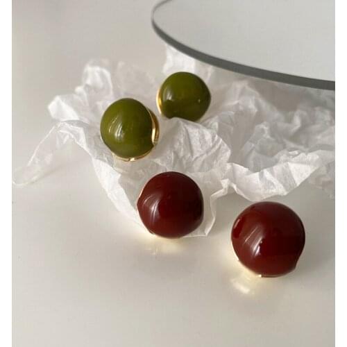 TARCLIY French Retro Red Green Enamel Mini Metal Hollow Ball Hoop Earrings Simple Drip Glaze Small Ear Buckles Women Fashion New