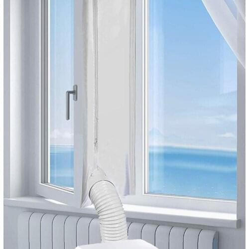 ABSS-AirLock Window Seal for Portable Air Conditioner,400 Cm Flexible Cloth Sealing Plate Window Seal with With Zip and Adhesive